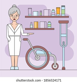 Orthopedics store design. Trendy vector illustration, flat style. Modern concept for a landing page or web banner.