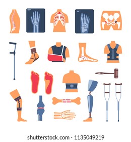 Orthopedics surgery medicine vector icons