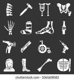 Orthopedist bone tools icons set vector white isolated on grey background 