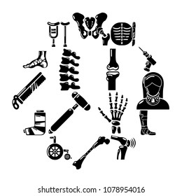 Orthopedist bone tools icons set. Simple illustration of 16 orthopedist bone devices vector icons for web