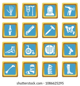 Orthopedist bone tools icons set vector sapphirine square isolated on white background 