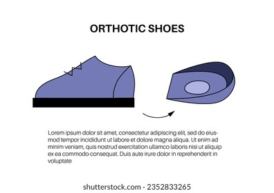 Orthotic insoles concept. Discomfort when walking or running. Plantar fasciitis or heel spur treatment. Feet pain, injury, swelling, painful inflammation of the foot isolated flat vector illustration