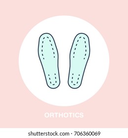Orthotics icon, line logo. Flat sign for orthopedic equipment, foot protection.