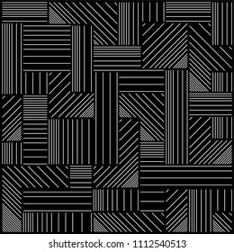 Ortogonal lines, geometric and labyrinth composition , parallel lines. Vector illustration in black background. Digital art. Abstract seamless background.