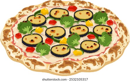 Ortolana pizza is a pizza topped with plenty of grilled vegetables. This is a piece where you can enjoy not only the taste of grilled vegetables but also the vivid appearance.