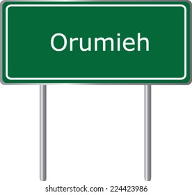 Orumieh ,   Iran , road sign green vector illustration, road table