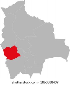 Oruro department isolated on bolivia map. Business backgrounds and Backdrops.