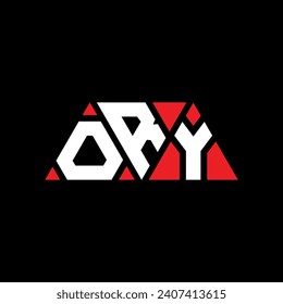 ORY triangle letter logo design with triangle shape. ORY triangle logo design monogram. ORY triangle vector logo template with red color. ORY triangular logo Simple, Elegant, and Luxurious design.