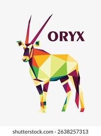Oryx animal in colorful polygonal logo vector. Colorful Abstract Illustration of Oryx animal. Oryx Colorful logo vector