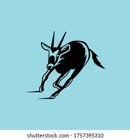 Oryx Animal Desert Running Animal Conservation Logo Design Silhoutte
