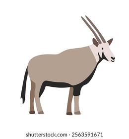 Oryx beisa cartoon clipart. Antelope East African oryx vector illustration in flat style. Hand-drawn wild animal concept