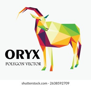 Oryx Colorful polygonal low poly illustration. Oryx Colorful vector for kids animal book. Oryx Colorful Abstract vector logo.