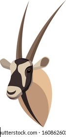 Oryx gazelle portrait made in unique simple cartoon style. Head of gemsbok antelope. Isolated icon for your design. Vector illustration