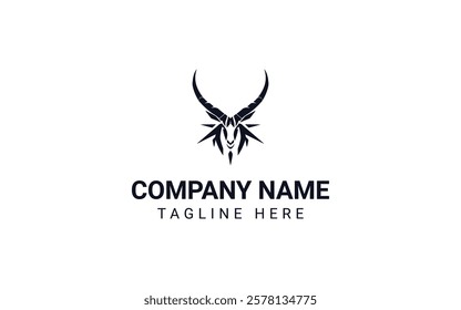 Oryx head Animal Logo Design Vector Illustration