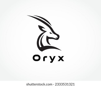 oryx head bold line art style back view logo design template illustration inspiration