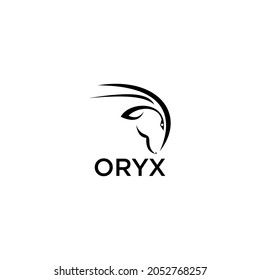 Oryx head logo design on white background Wild Animals Vector illustration