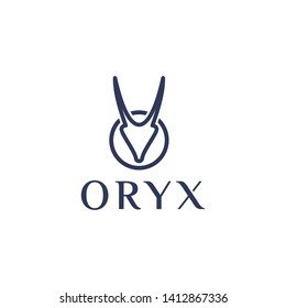 oryx head logo design template, oryx line logo design template