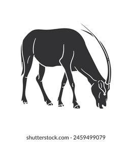 Oryx Icon Silhouette Illustration. African Animals Vector Graphic Pictogram Symbol Clip Art. Doodle Sketch Black Sign.