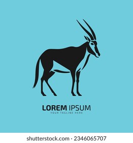 Oryx logo, oryx icon vector silhouette Stand oryx on sky blue background.