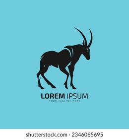 oryx logo icon vector Stand oryx on sky blue background.