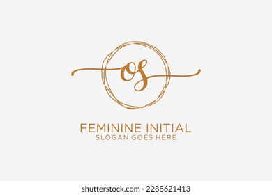 OS beauty monogram and elegant logo design handwriting logo of initial signature, wedding, fashion, floral and botanical with creative template.