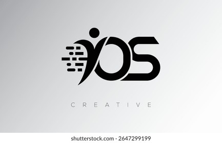 OS Creative Digital Monogram Logo – Futuristic Letter mark Design Featuring Human Shape, Pixel Motion and Minimal Tech Style for Innovative Branding Identity