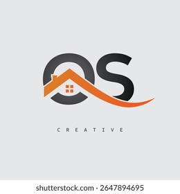 OS House Letter Logo – Creative Real Estate Monogram with Roof Shape and Home Icon for Property, Architecture and Modern Branding Identity