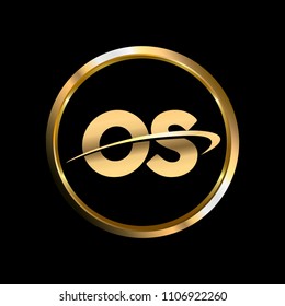 OS initial circle company logo gold black background