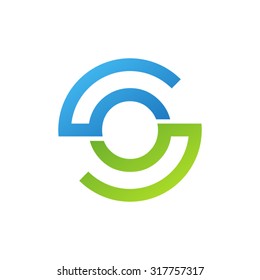 OS SO initial company circle S logo blue green