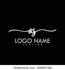 OS Initial Handwriting Logo Design Vector