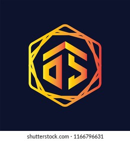 OS Initial letter hexagonal logo vector