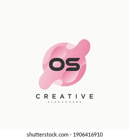 OS Initial Letter logo icon design template elements with wave colorful art.