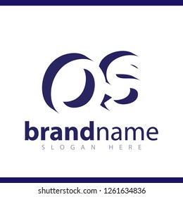OS initial letter with negative space logo icon vector template