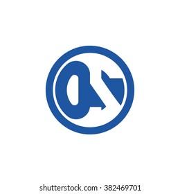 OS initial letters circle business logo blue