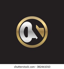 OS initial letters circle elegant logo golden silver black background