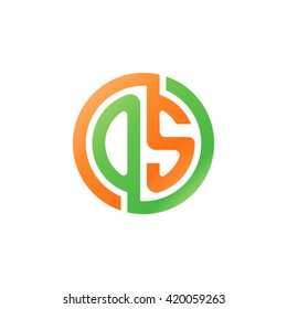 OS initial letters looping linked circle logo orange green