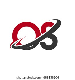 OS initial logo company name colored red and black swoosh design, isolated on white background. vector logo for business and company identity.
