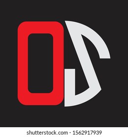 OS Initial Logo design Monogram Isolated on black background