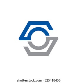 OS SO initial logo, hexagon S shape logo blue
