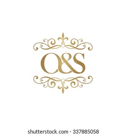 O&S Initial Logo. Ornament Ampersand Monogram Golden Logo