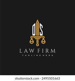 OS initial monogram for lawfirm logo with sword and scale