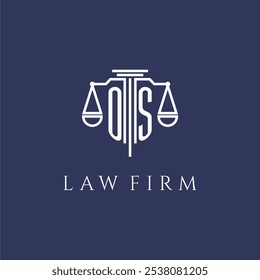 OS initial monogram for lawfirm logo with scales vector image