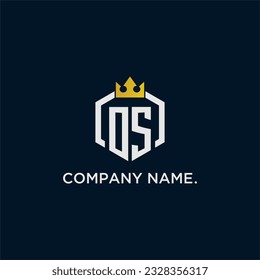 OS initial monogram logo design for hexagon style  crown elegant image