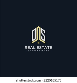 OS initial monogram logo for real estate with home shape creative design