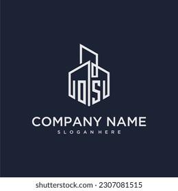 OS initial monogram logo for real estate with building style