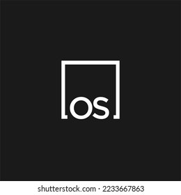 OS initial monogram logo with square style design