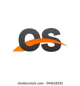 OS initial overlapping swoosh letter logo black orange