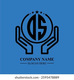 OS initials held within hands, symbolizing trust and protection. The circle represents unity, while stars highlight excellence and ambition.