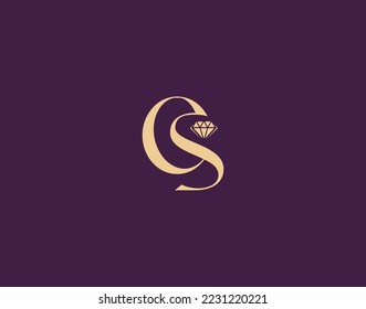 OS letter With diamond luxury logo Design, OS luxury logo 