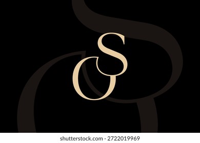 Design do ícone do logotipo da letra SO ou OS. Monograma de iniciais de luxo estilo clássico.